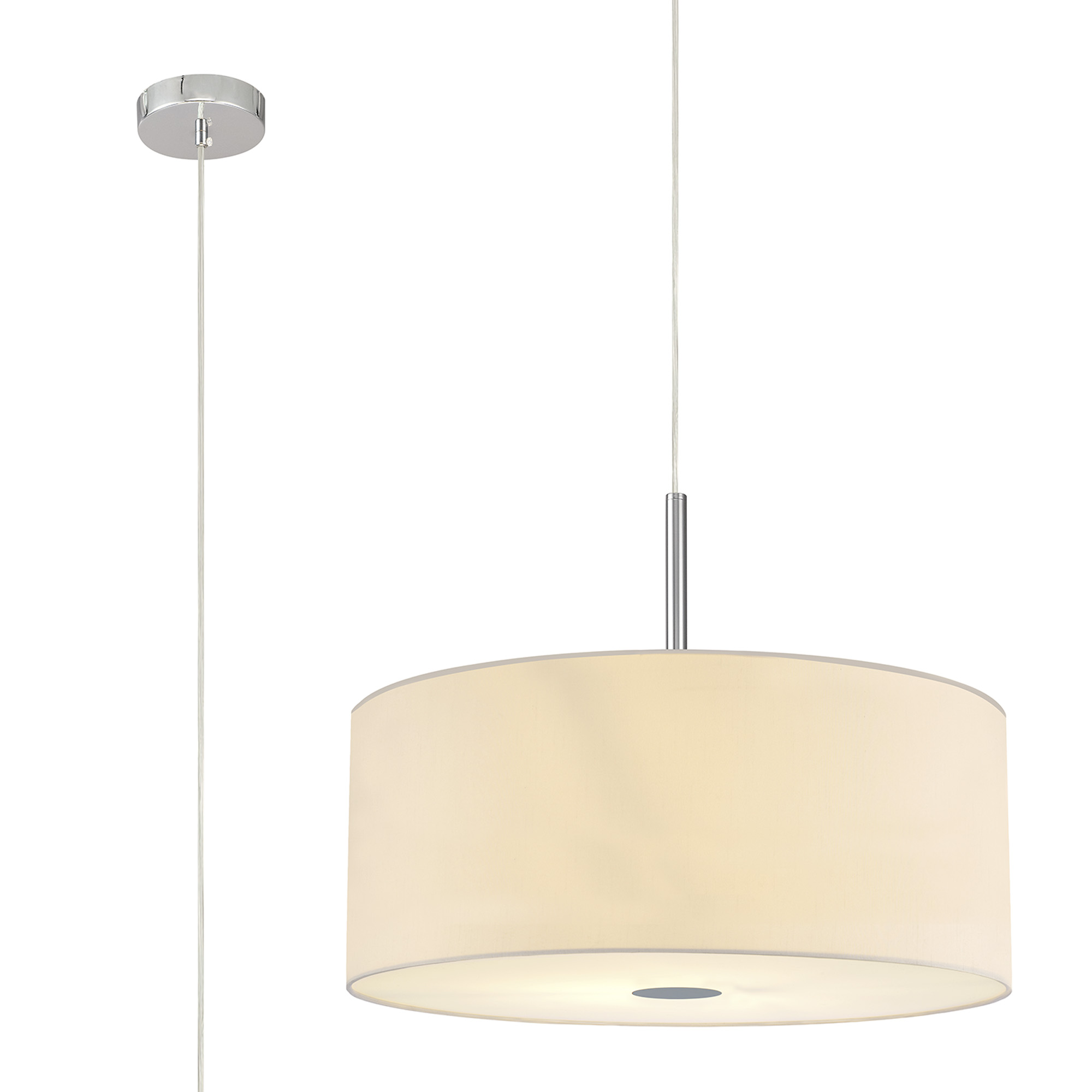 Baymont 60cm 5 Light Pendant Polished Chrome; Ivory Pearl/White; Frosted Diffuser